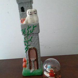 Vintage Halloween Candle and Snow Globe